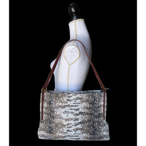 HOBO Bantam Lizard Print Leather Reptile Shoulder Bag Brown White Zip Top $288